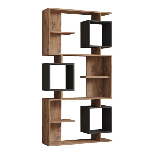 120 000519 Cubix pakoworld bookcase in sonoma-anthracite shade 90x24.6x171.90cmIndoor furniture > Bookshelves