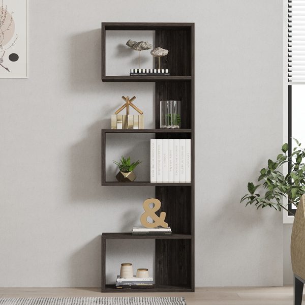 120 000521 2 Cascade pakoworld bookcase in dark walnut shade 51.8x22x150cmIndoor furniture > Bookshelves