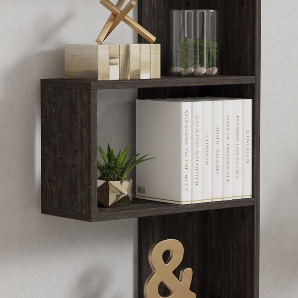 120 000521 3 Cascade pakoworld bookcase in dark walnut shade 51.8x22x150cmIndoor furniture > Bookshelves