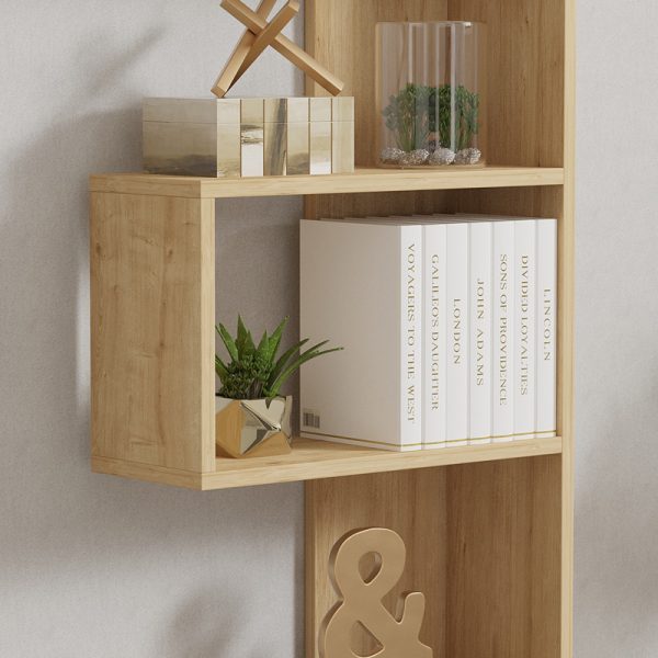 120 000522 3 Cascade pakoworld bookcase in oak shade 51.8x22x150cmIndoor furniture > Bookshelves