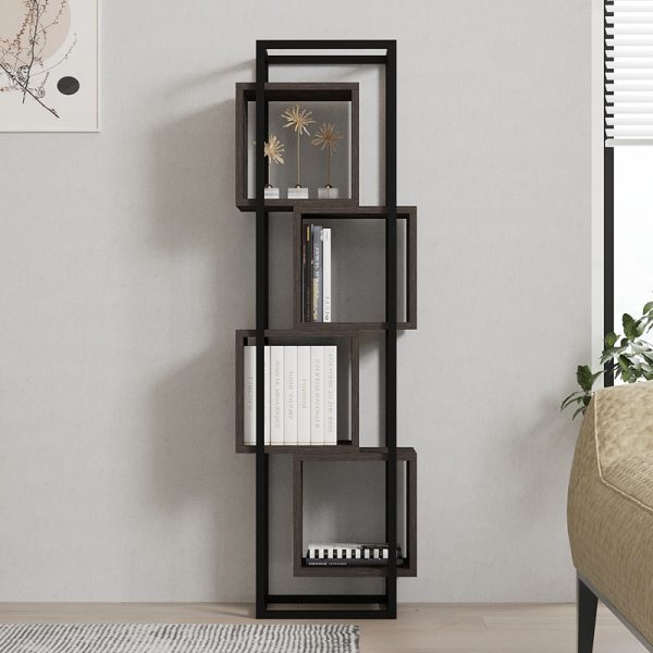 120 000523 2 Gridur pakoworld bookcase in dark walnut shade 44x29x140cmIndoor furniture > Bookshelves