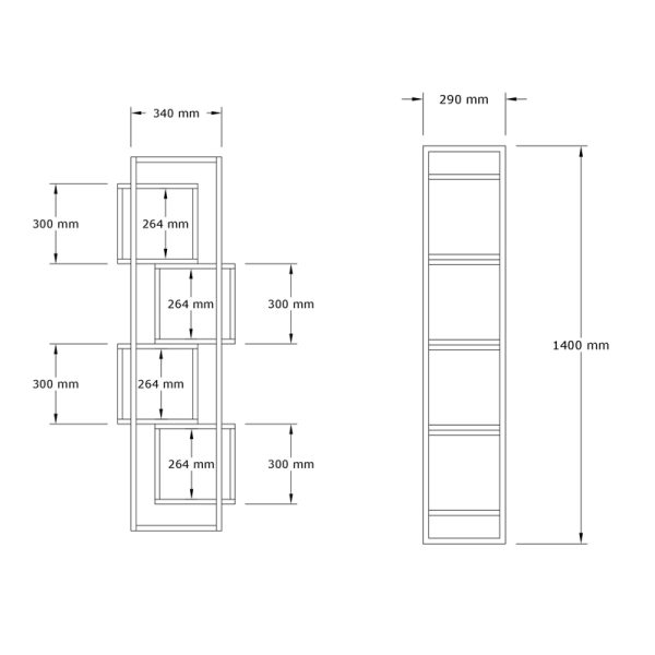120 000524 4 Gridur pakoworld bookcase in oak shade 44x29x140cmIndoor furniture > Bookshelves