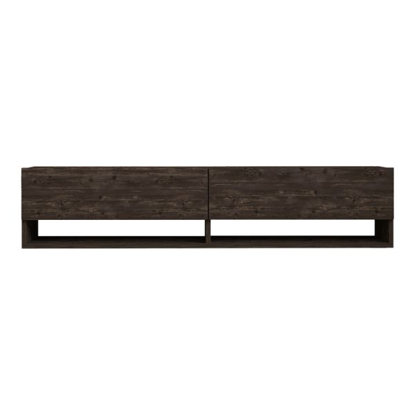 120 000529 3 Melosa pakoworld wall-mounted TV cabinet in dark walnut shade 141x30x31cmIndoor furniture > TV stands