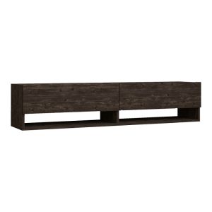 120 000529 Melosa pakoworld wall-mounted TV cabinet in dark walnut shade 141x30x31cmIndoor furniture > TV stands