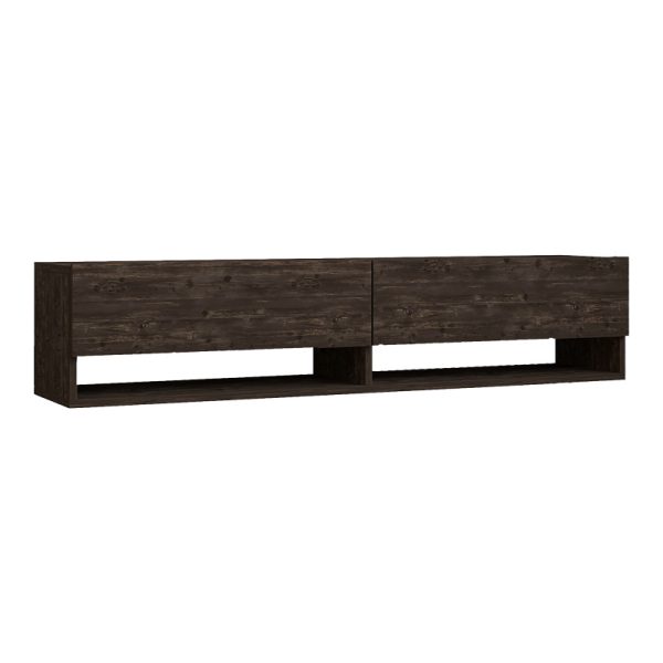 120 000529 Melosa pakoworld wall-mounted TV cabinet in dark walnut shade 141x30x31cmIndoor furniture > TV stands
