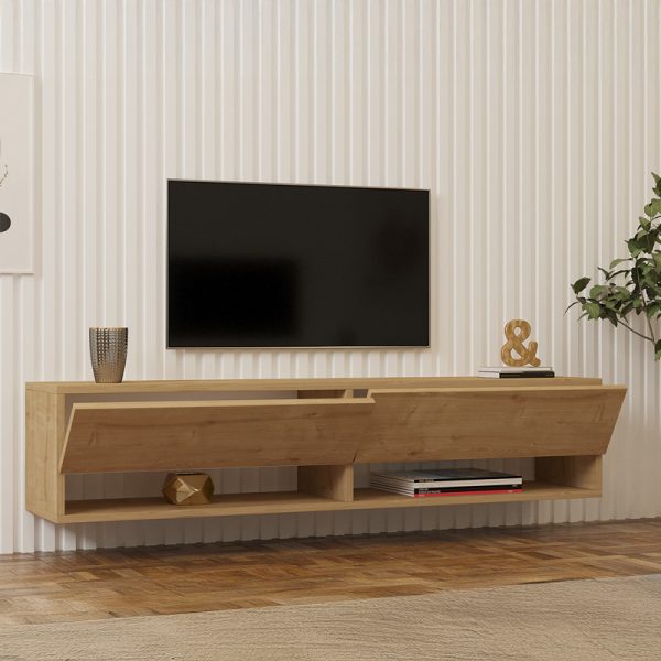 120 000530 2 Melosa pakoworld wall-mounted TV cabinet in oak shade 141x30x31cmIndoor furniture > TV stands