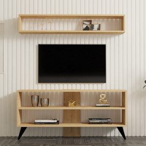120 000536 2 Prestige pakoworld living room set in oak 120x29.6x50cmIndoor furniture > Living room sets