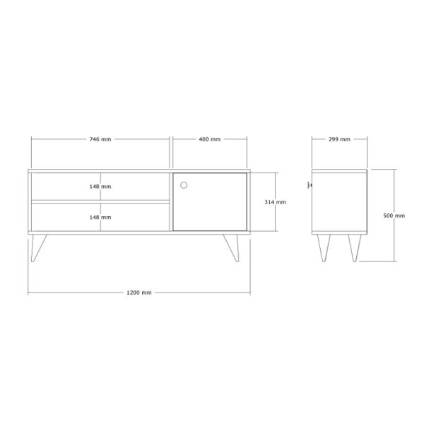 120 000542 5 Wison pakoworld TV cabinet in oak shade 120x29x50cmIndoor furniture > TV stands