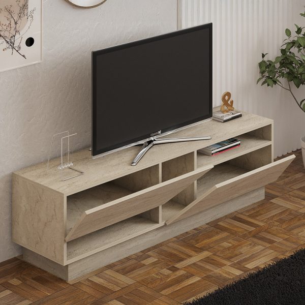 120 000543 2 Cogo pakoworld TV cabinet in travertine look 160x40x45cmIndoor furniture > TV stands
