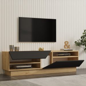 120 000544 2 Cogo pakoworld TV cabinet in oak - anthracite shade 160x40x45cmIndoor furniture > TV stands