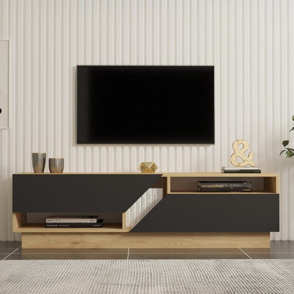 120 000544 3 Cogo pakoworld TV cabinet in oak - anthracite shade 160x40x45cmIndoor furniture > TV stands