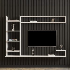 120 000545 2 Dilan pakoworld composite living room wall unit in white shade 180x29.60x121.80cmIndoor furniture > Living room sets