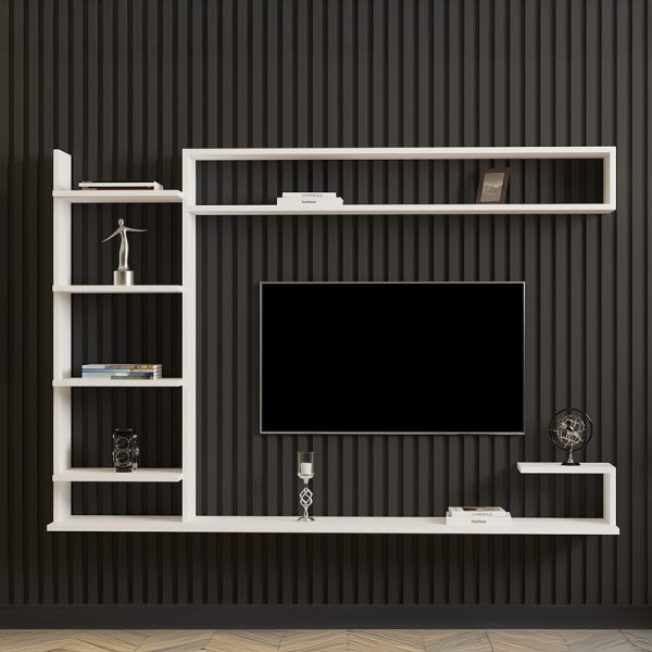 120 000545 2 Dilan pakoworld composite living room wall unit in white shade 180x29.60x121.80cmIndoor furniture > Living room sets