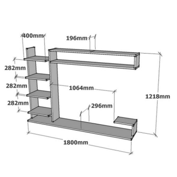120 000545 4 Dilan pakoworld composite living room wall unit in white shade 180x29.60x121.80cmIndoor furniture > Living room sets