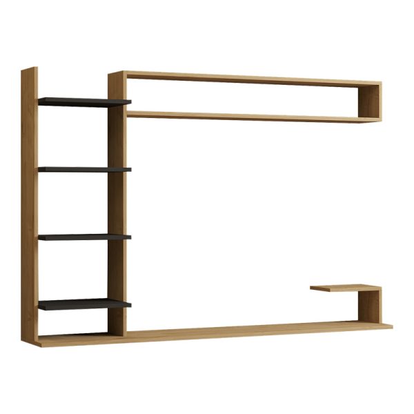 120 000546 Dilan pakoworld composite living room wall unit in oak-anthracite shade 180x29.60x121.80cmIndoor furniture > Living room sets