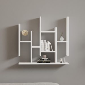 120 000557 2 Bemba pakoworld wall shelf in white shade 70x19.6x68.8cmIndoor furniture > Wall shelves