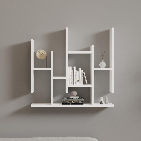120 000557 2 Bemba pakoworld wall shelf in white shade 70x19.6x68.8cmIndoor furniture > Wall shelves
