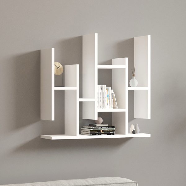 120 000557 Bemba pakoworld wall shelf in white shade 70x19.6x68.8cmIndoor furniture > Wall shelves