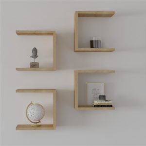 120 000562 2 Perari pakoworld 4pcs wall shelf in oak shade 30x19.6x30cmIndoor furniture > Wall shelves
