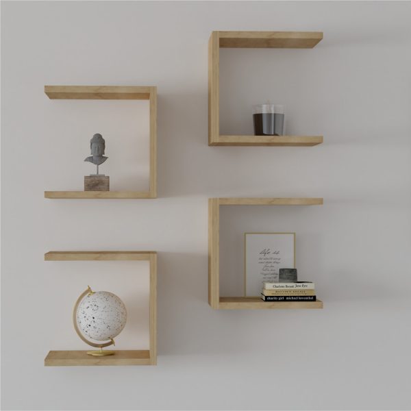 120 000562 2 Perari pakoworld 4pcs wall shelf in oak shade 30x19.6x30cmIndoor furniture > Wall shelves