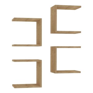 120 000562 Perari pakoworld 4pcs wall shelf in oak shade 30x19.6x30cmIndoor furniture > Wall shelves