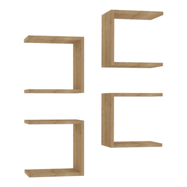 120 000562 Perari pakoworld 4pcs wall shelf in oak shade 30x19.6x30cmIndoor furniture > Wall shelves