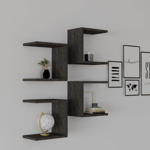 120 000563 2 Perari pakoworld 4pcs wall shelf in dark walnut shade 30x19.6x30cmIndoor furniture > Wall shelves