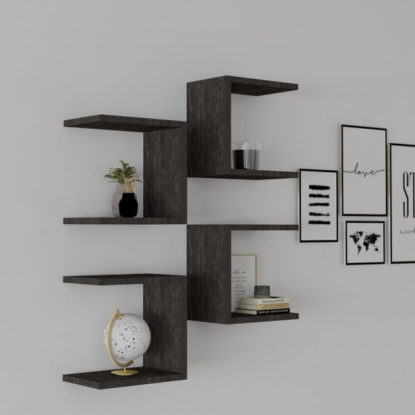 120 000563 2 Perari pakoworld 4pcs wall shelf in dark walnut shade 30x19.6x30cmIndoor furniture > Wall shelves