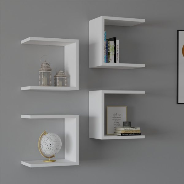 120 000564 Perari pakoworld 4pcs wall shelf in white shade 30x19.6x30cmIndoor furniture > Wall shelves