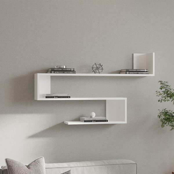 120 000571 Zeta pakoworld wall shelf in white shade 120x20x71cmIndoor furniture > Wall shelves