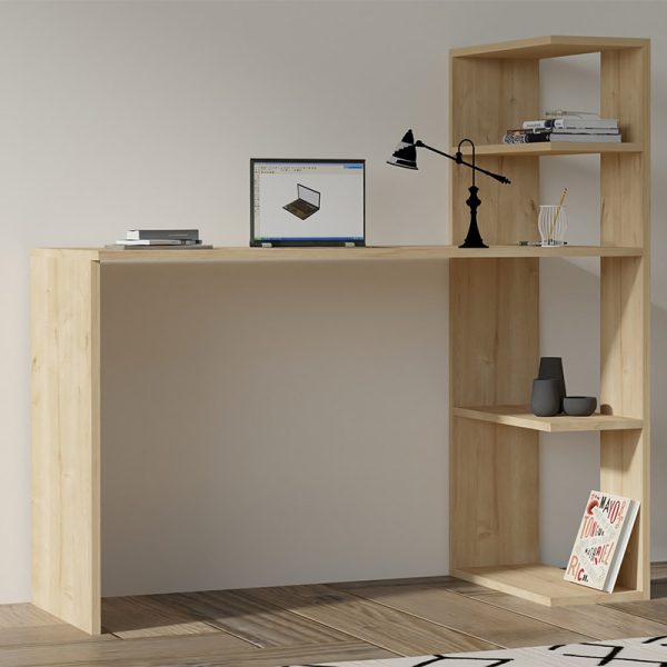 120 000572 Desk with bookcase Mergo pakoworld in oak shade 121x51x75cmOffice furniture > Working desk