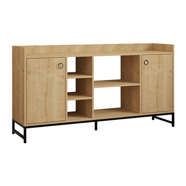 120 000573 Delta sideboard pakoworld in oak color with black metal legs 160x40x85cmIndoor furniture > Buffets