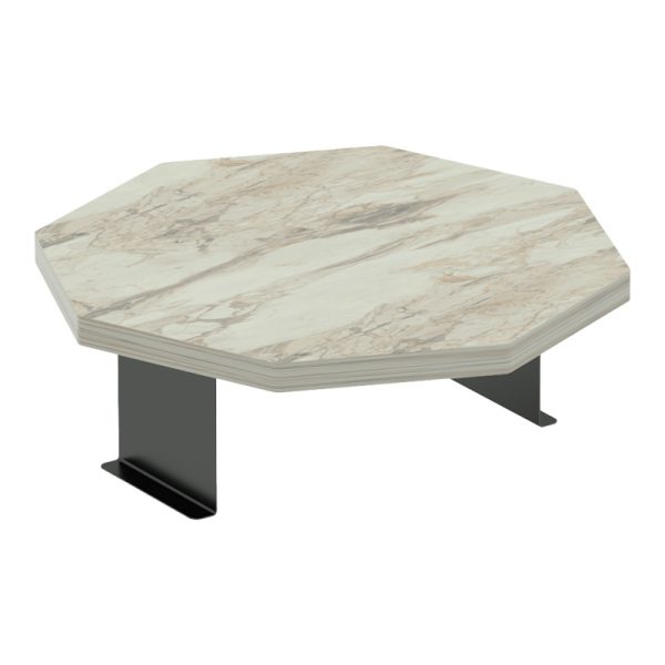 120 000589 Side table Linea pakoworld in grey marble look with black metal legs D34x10cmIndoor furniture > Tables auxiliary