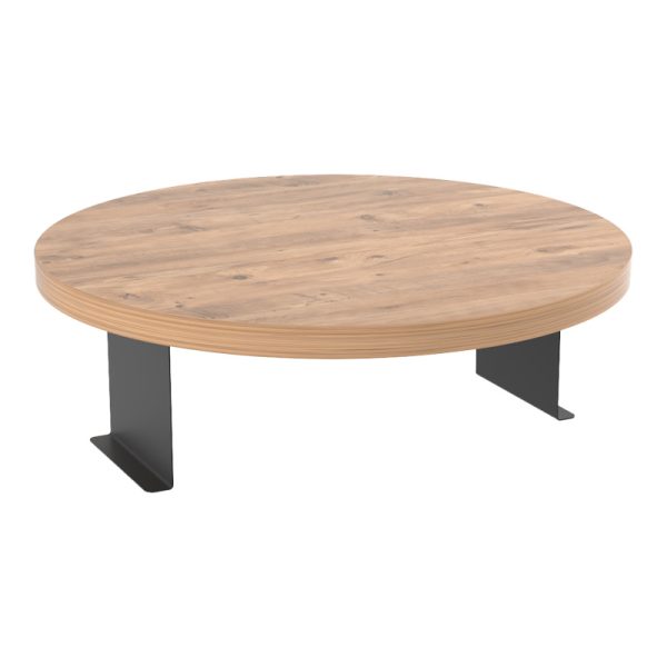 120 000593 Linea pakoworld side table in sonoma with black metal legs D35.5x5cmIndoor furniture > Tables auxiliary