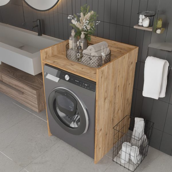 120 000597 2 Cuci pakoworld laundry cabinet in oak shade 60x62x99cmIndoor furniture > Home organization > Bathroom