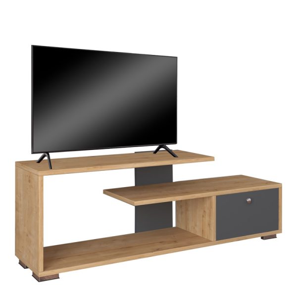 120 000599 TV cabinet Botan pakoworld in anthracite-oak shade 120x30x42cmIndoor furniture > TV stands