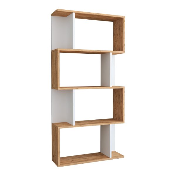 120 000612 Kadu pakoworld bookcase in sonoma-white shade 72x22x147cmIndoor furniture > Bookshelves
