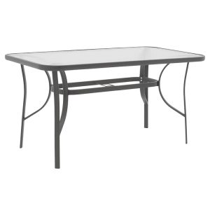 130 000050 2 Dining set 5pcs Ensure-Tade pakoworld metal-glass dark grey 140x80x70cmOutdoor furniture > Garden food table
