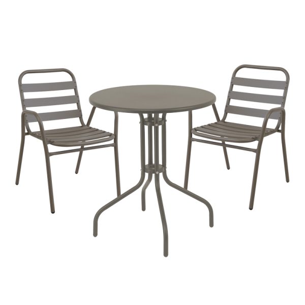 130 000072 Dinning set Sussie-Vergo pakoworld set of 3 champagne metal-aluminum D60x70cmOutdoor furniture > Garden food table