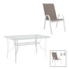 130 000166 Dining table Ensure-Calan pakoworld metal-glass in champagne color 140x80x70cmOutdoor furniture > Garden food table