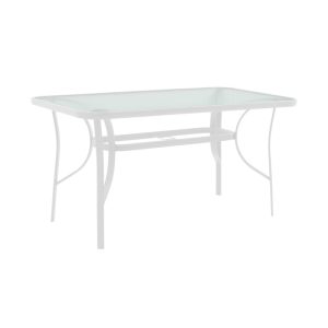 130 000167 4 Dining table Obbi-Ensure pakoworld 5pcs metal-glass in white color 120x70x70cmOutdoor furniture > Garden food table