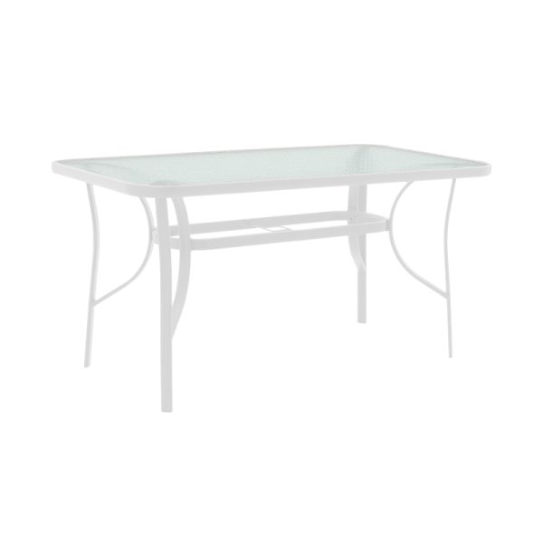 130 000167 4 Dining table Obbi-Ensure pakoworld 5pcs metal-glass in white color 120x70x70cmOutdoor furniture > Garden food table