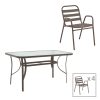 130 000169 Dining table Tade-Ensure pakoworld 5pcs metal-glass in champagne color 140x80x70cmOutdoor furniture > Garden food table