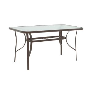130 000169 4 Dining table Sussie-Ensure pakoworld 5pcs metal-glass in brown color 120x70x70cmOutdoor furniture > Garden food table