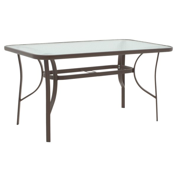 130 000171 4 Dining table Ensure-Obbi pakoworld 5pcs metal in brown shade 140x80x70cmOutdoor furniture > Garden food table