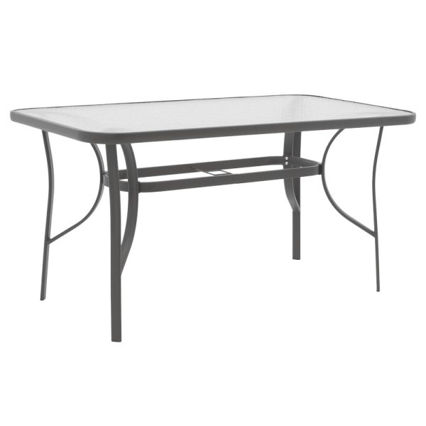 130 000172 4 Dining set 5pcs Ensure-Sussie pakoworld metal-glass dark grey 140x80x70cmOutdoor furniture > Garden food table