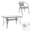130 000179 Dining set 5pcs Ensure-Sussie pakoworld metal-glass dark grey 140x80x70cmOutdoor furniture > Garden food table