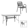 130 000180 Dining set 5pcs Ensure-Lindaria pakoworld metal-glass dark grey 120x70x70cmOutdoor furniture > Garden food table