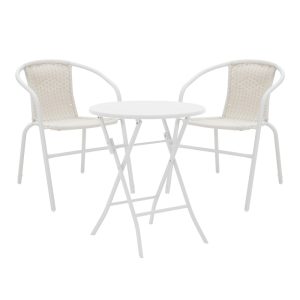 130 000188 Albero-Obbi pakoworld folding metal dining table in white shade D60x70cmOutdoor furniture > Garden food table