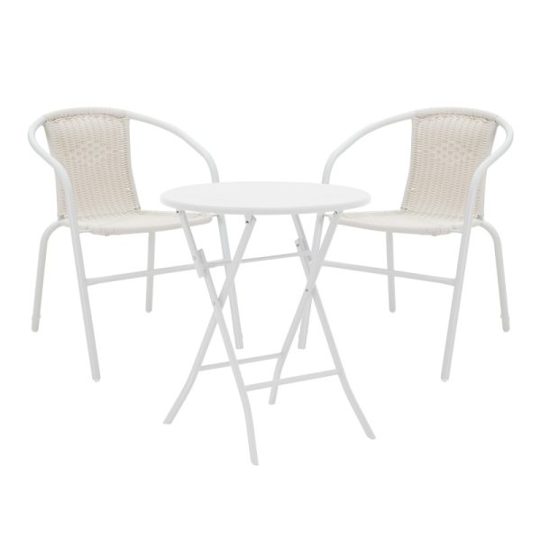 130 000188 Albero-Obbi pakoworld folding metal dining table in white shade D60x70cmOutdoor furniture > Garden food table